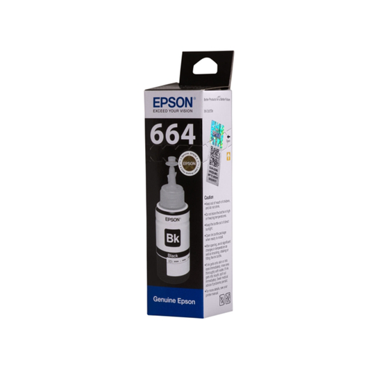 Epson T6641 Black Ink Bottle C13T664198| 70 ml |High Quality Product| Inkjet print technology| Compatible with epson printers