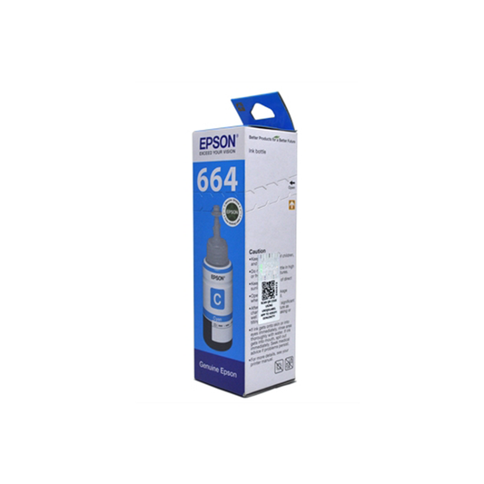 Epson 664 Cyan Ink Bottle| 70 ml |Dye based ink| Ultra high-capacity inks| Compatible with epson printers