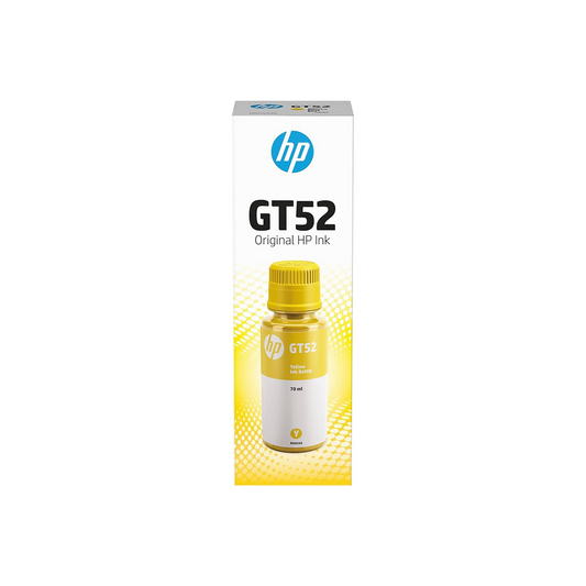 HP GT52 Original Ink Bottle (Yellow, 70ml) | Bright| Fade-Resistant & Smudge-Free Printing | Easy Spill-Free Refill | High Page Yield for HP Smart Tank Printers | Perfect for Home & Office