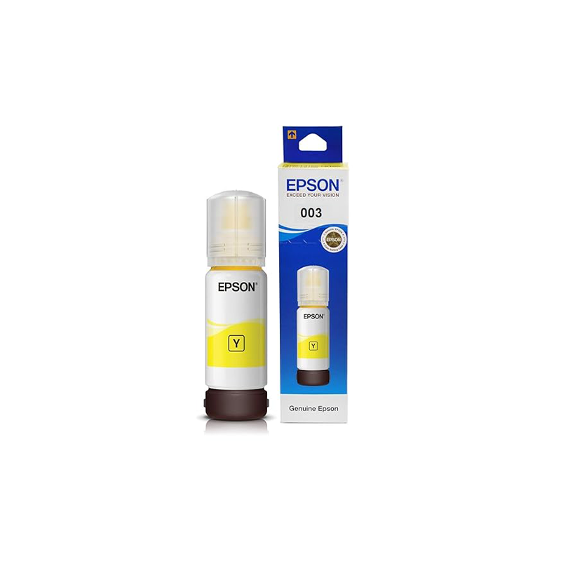 Epson 003 Yellow Ink Bottle| 65ml| Water Resistant |High page yield| Instant-drying| Compatible with epson printers