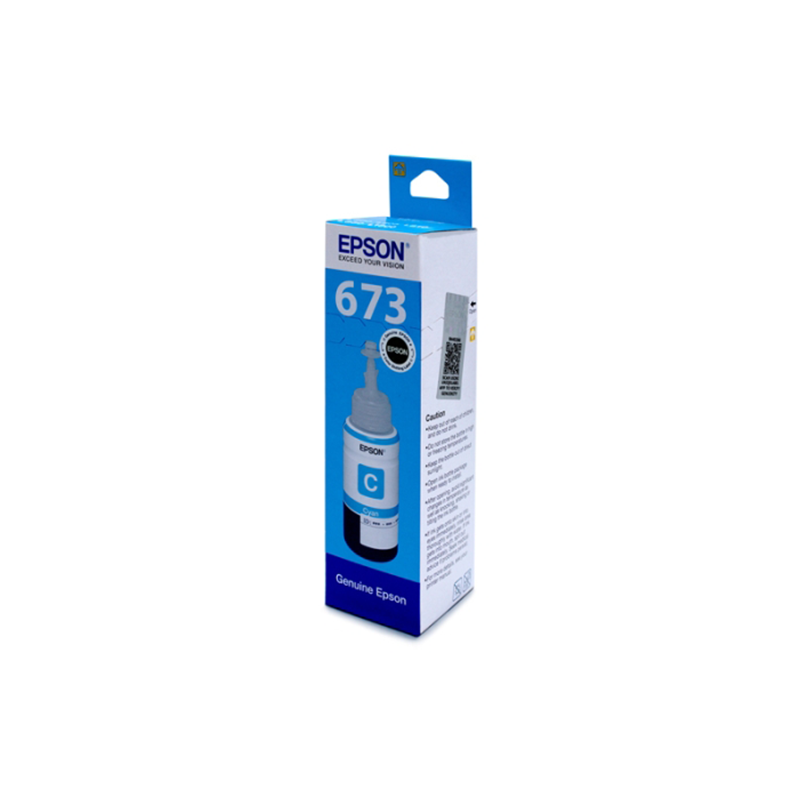 Epson 673 Cyan Ink Bottle| 70 ml |6000-page yield| Dye-based ink| Ultra-low cost| Compatible with epson printers