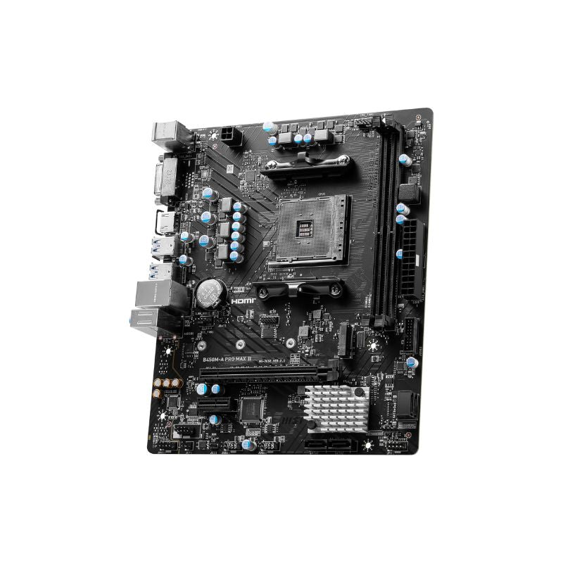 MSI B450M-A PRO MAX II Motherboard | AMD AM4 Socket | Supports Ryzen 1000 to 5000 Series CPUs | DDR4 RAM | M.2 NVMe Slot | HDMI 4K Support | Micro-ATX