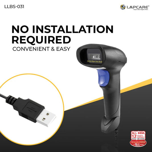 Lapcare LLBS-031 Handheld USB 2D Barcode Scanner & Reader |Fast CMOS Imaging| Plug-and-Play