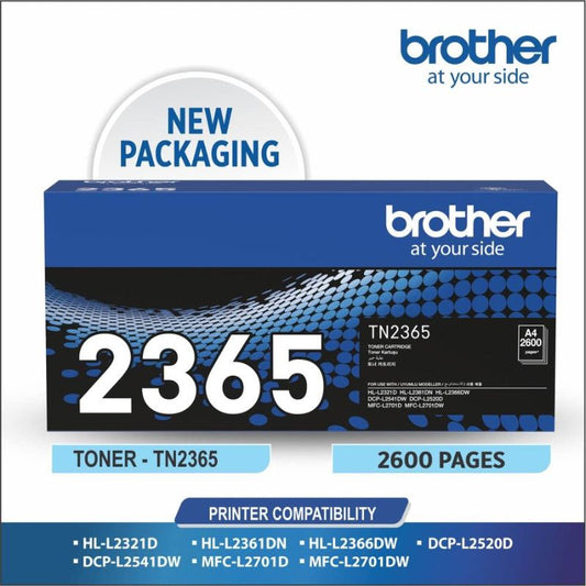 Brother TN-2365 High-Yield Black Toner Cartridge |Up to 2,600 Pages| Genuine OEM Toner for Brother Laser Printers