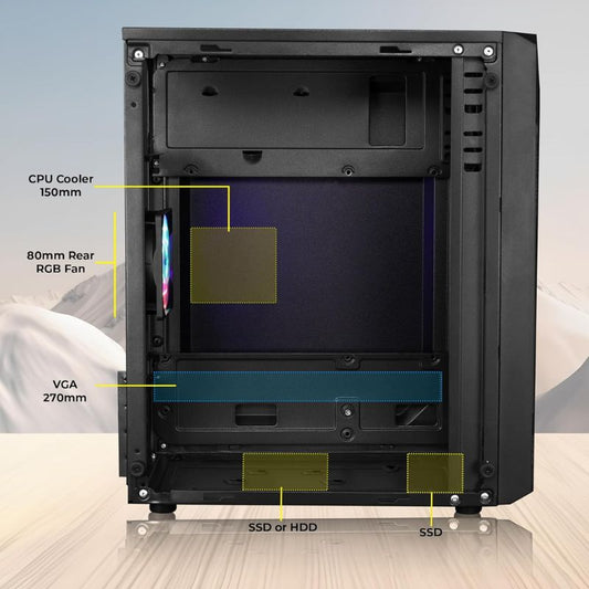 Zebronics Mid-Tower PC Cabinet – Durable Steel Chassis for ATX/Micro-ATX/Mini-ITX Motherboards, Front USB & Audio Ports, SMPS Not Included