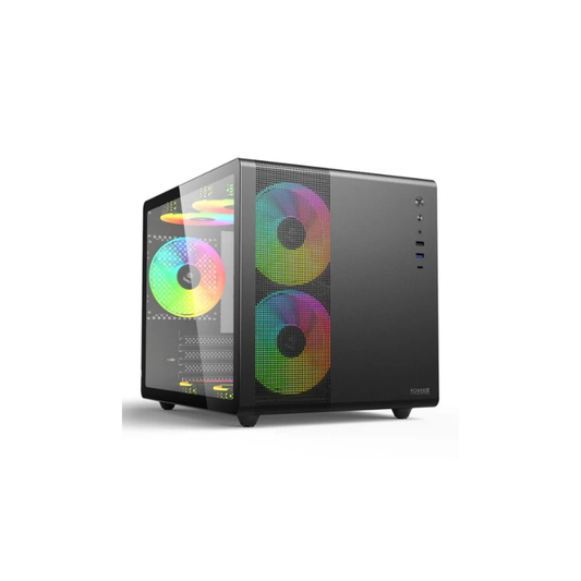 PowerX V300 Black PC Cabinet with Built-in SMPS, Supports Micro-ATX & Mini-ITX Motherboards, Multiple HDD/SSD Storage, Efficient Cooling, USB 3.0/2.0 and Type-C Front Ports – Durable Steel Chassis for Home, Office, and Entry-Level Gaming PCs