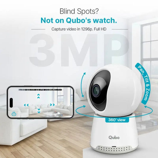 TAPO Indoor Qubo 3MP Wi-Fi Security Camera – Pan & Tilt, Motion Detection, Two-Way Audio, Night Vision, Remote Monitoring