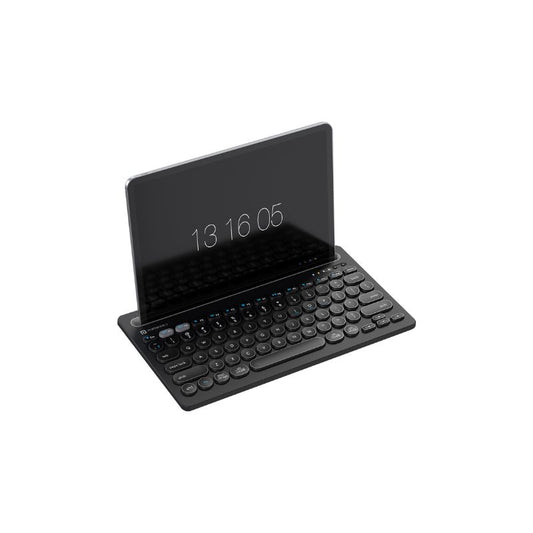 Portronics Bubble Dock Dual Mode Rechargeable Keyboard | BT + 2.4GHz USB Receiver | Noiseless Typing Experience Ergonomic TKL Layout | Power Saving Mode | Slim & Portable Wireless Keyboard | Ideal for iPad, Tablets, & Laptops