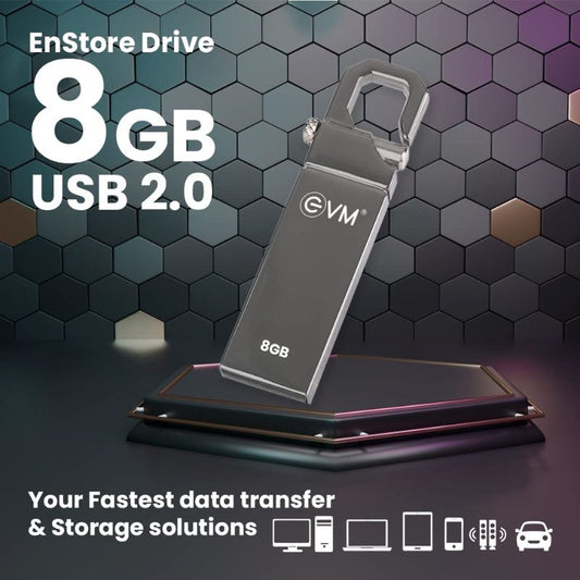 EVM ENSTORE 8GB USB 2.0 Pendrive | Compact & Portable Flash Drive | Reliable Data Storage for Laptop| PC| Smart TV & Car Audio | High-Durability USB Stick