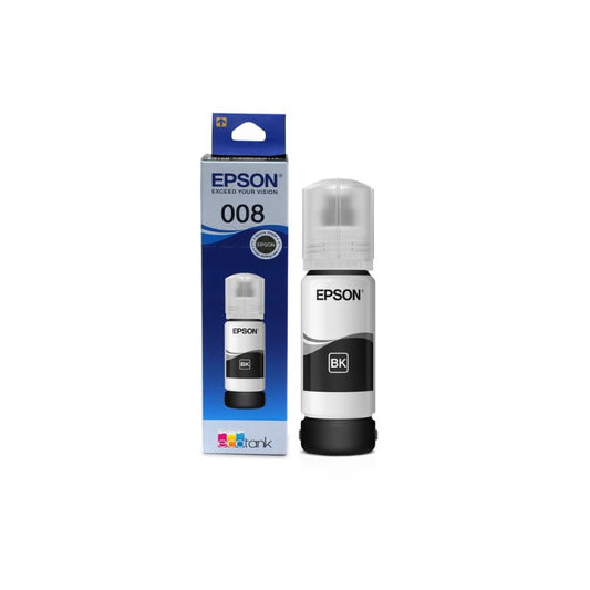 Epson 008 Black Ink Bottle |65 ml |Genuine High-Yield Pigment Ink for Epson Eco Tank Printers| Crisp Text and Long-Lasting Prints| Compactible with Epson printers