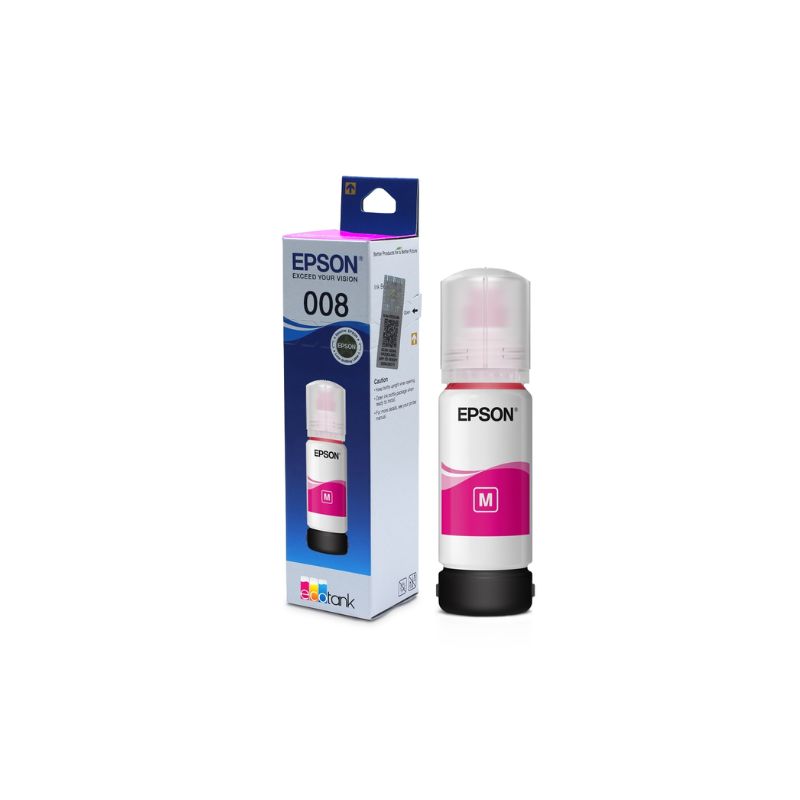 Epson 008 Magenta Ink Bottle |65 ml |Genuine High-Yield Dye Ink for Epson EcoTank Printers| Bright and Long-Lasting Color Performance| Compactable with Epson printers