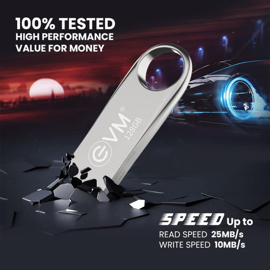 EVM ENVAULT 128GB USB 2.0 Pen drive High Capacity Portable Flash Drive Reliable Data Storage for Laptop PC Smart TV and Car Audio Durable Compact USB Stick