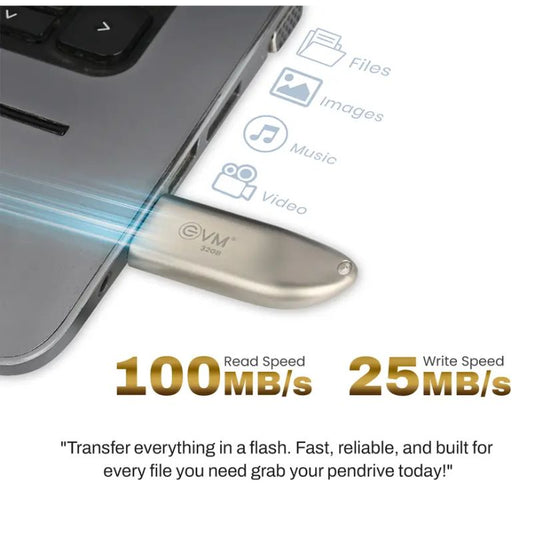 EVM ENSTORE+ 32GB USB 3.2 Pen drive | High-Speed Portable Flash Drive | Ultra-Fast Data Transfer for Laptop| Desktop |Smart TV & Car Audio | Durable Compact USB Storage Device