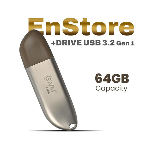 EVM ENSTORE+ 64GB USB 3.2 Pendrive High-Speed Portable Flash Drive Reliable 64GB USB Storage for Laptop PC Smart TV and Car Audio Compact Durable USB Stick
