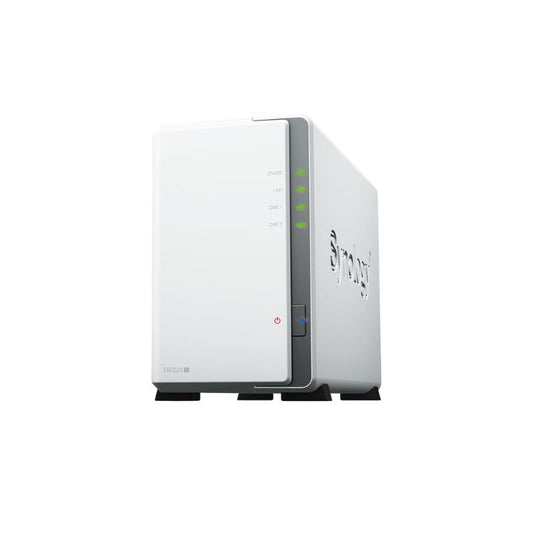 Synology DS223J 2-Bay NAS Realtek RTD1619B Quad-Core 1.7 GHz 1 GB DDR4 Memory 2 x 3.5 Inch SATA Drive Bays Up to 32TB 1GbE LAN 2 x USB 3.2 Gen 1 Ultra-Quiet Operation Energy Efficient Runs on DSM 2-Year Warranty