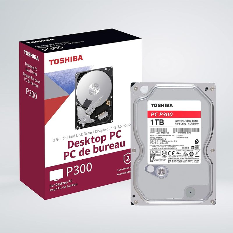 Toshiba 1 TB Sata Internal Hard Drive PC P300 – High-Performance Mechanical HDD for Desktop Computers, Reliable Storage, Silver