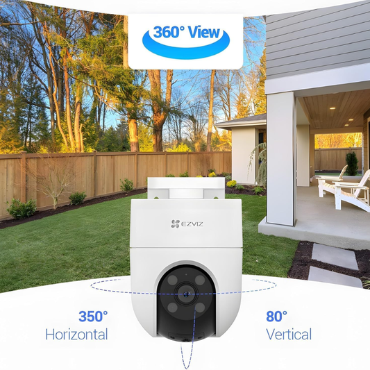 EZVIZ H8C 4G- 3MP 2K Pan & Tilt 4G Camera with Auto-Tracking| 2 Way Talk| Color Night Vision| Active Defense with Siren & Strobe Light| Weatherproof| H.265 Video| Supports MicroSD Card| White
