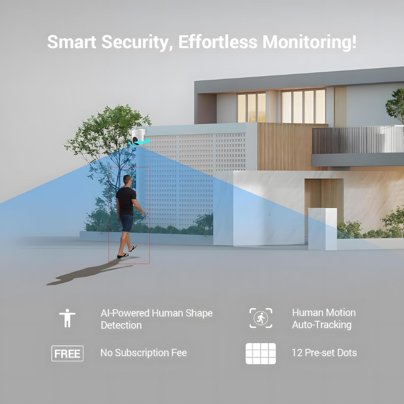 EZVIZ H8C 4G- 3MP 2K Pan & Tilt 4G Camera with Auto-Tracking| 2 Way Talk| Color Night Vision| Active Defense with Siren & Strobe Light| Weatherproof| H.265 Video| Supports MicroSD Card| White