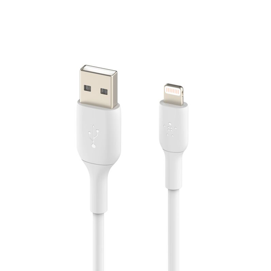 Belkin Apple Certified Lightning To USB A| USB Cable| 6.6 Feet (2M) Charge| Sync Cable For Iphone, Ipad, Air Pods, Tablet |White| 2 years warranty
