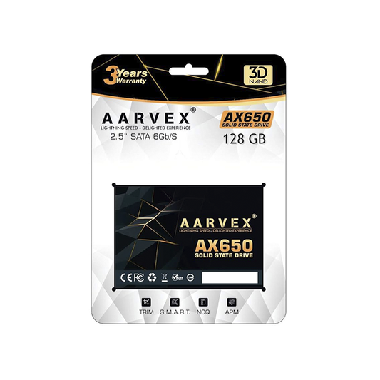 Aarvex AX650 128GB 2.5" SATA III Internal SSD |Ultra-Fast Read|Write Speeds| Durable 3D TLC NAND| Energy|Efficient| Wide Compatibility| Perfect Upgrade for Laptops and Desktops