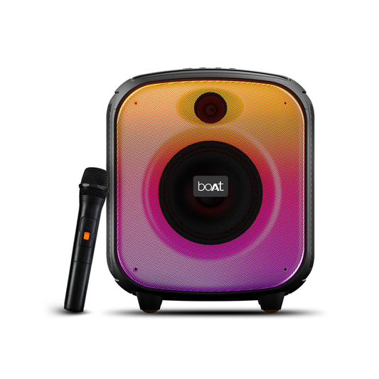 boAt Party Pal 63 Pro w/ Wireless Mic for Karaoke| 8HRS Playback| RGB LEDs & TWS Feature 30 W Bluetooth Party Speaker