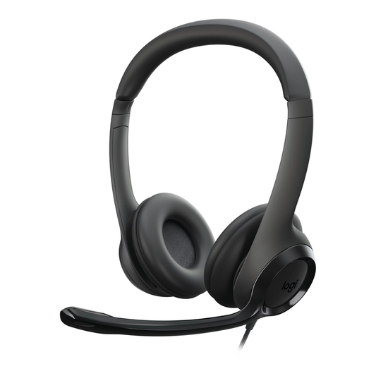Logitech H390 Wired Headset with Noise Cancelling Microphone| Black| 6.23 ft USB A cable| FSC-certified paper