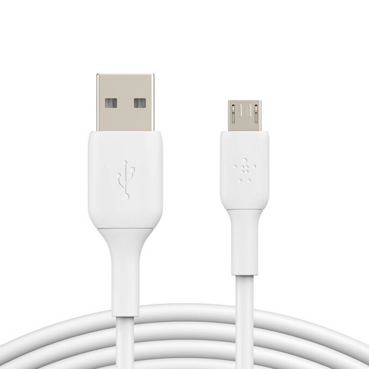 Belkin USB-A to Micro USB Charging Cable for Android Phones and Tablets |3.3 Feet/1 Meter| White| Micro USB, USB| 2 years warranty