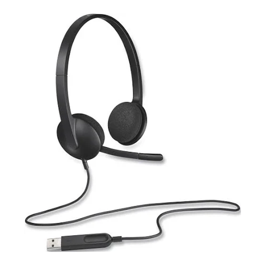 Logitech H340 Stereo Wired Over Ear Headphones With Mic| Black| USB Connectivity| Crystal clear audio| Lightweight Design