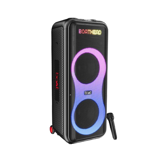 boAt  PartyPal 600 Party Speaker| 220W Signature Sound| Dynamic Pixels| Animated Text Display| App Support| UHF Wireless Microphone| Colorful LEDs| 7hrs Battery & Guitar Input