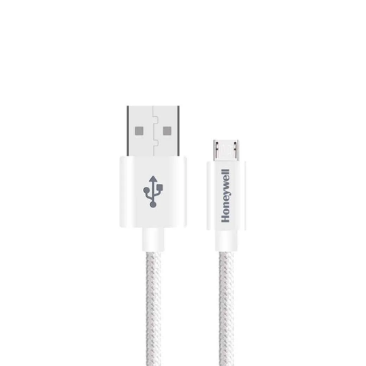 Honeywell 1.2m White Braided USB to Micro USB Cable| HC000025/CBL/1.2M/WHT/B| Compatible For Smart Phones, Tablets & Power Banks| Tangle Free & 10000+ Bends Life Span| White