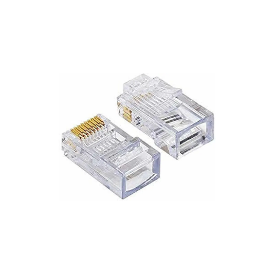 Dlink RJ45 Connector 8P8C Modular Plug | Cat5/Cat5e/Cat6 Compatible, Gold-Plated Contacts, Clear Plastic Housing, Crimp Type for Ethernet Cables, LAN, Routers, Switches, IP Cameras & Network Installations