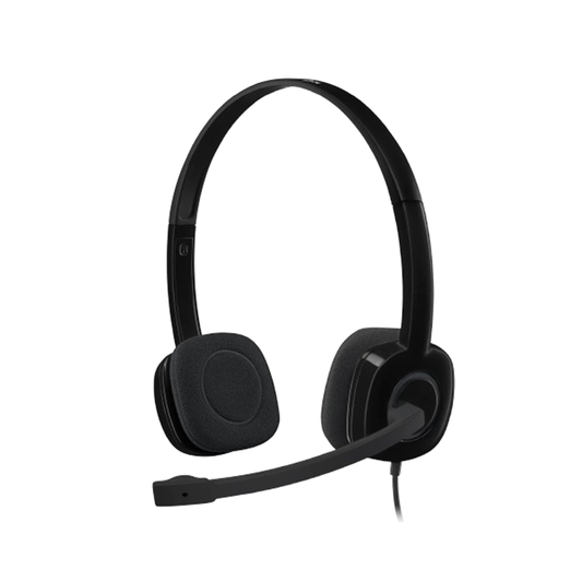 Logitech H151 Wired Headphones On Ear Headphones With Mic |Black| ADJUSTABLE HEADBAND| boom mic can rotate 180°