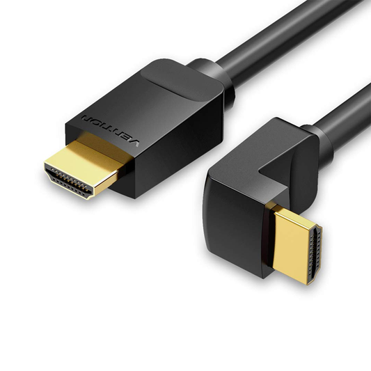 Vention High Speed HDMI Right Angle Cable 90 Degree Supports Ethernet, 3D, 4K, 1080p| Gold Plated Audio Return Channel 2M| 3 years warranty| Black