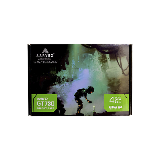 Aarvex GeForce GT 730 4GB DDR3 Graphics Card | Low-Profile Design | Silent Cooling | HDMI/DVI/VGA Support | Ideal for Everyday Computing| Multimedia| and Multi-Display Setups