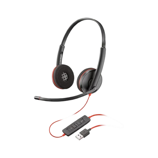 Poly Plantronics - Black wire 3220 Wired Headphones on Ear Headphones with Mic| Active Noise Cancellation| enhanced digital signal processing (DSP)