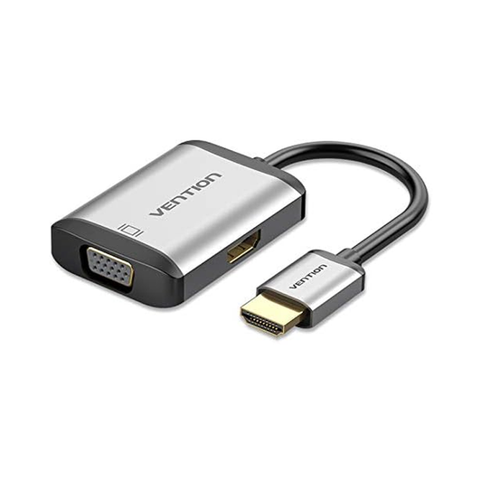 Vention HDMI to HDMI+VGA Converter |0.15M |Gray Metal Type| resolutions up to 1080p for both HDMI and VGA outputs| 2 years warranty