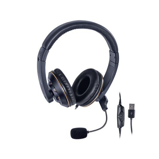 FINGERS USB-Tonic H9 Wired On-Ear Headset with Adjustable Mic| Black| Powerful 40 mm Driver