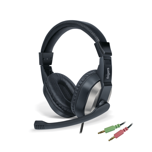 FINGERS F10 Wired Headphone On-Ear with Built-in Adjustable Mic |Crystal Clear Sound, 40 mm Powerful Drivers, Dual 3.5 mm Connectors for Laptops/PCs| Black + Slate Grey