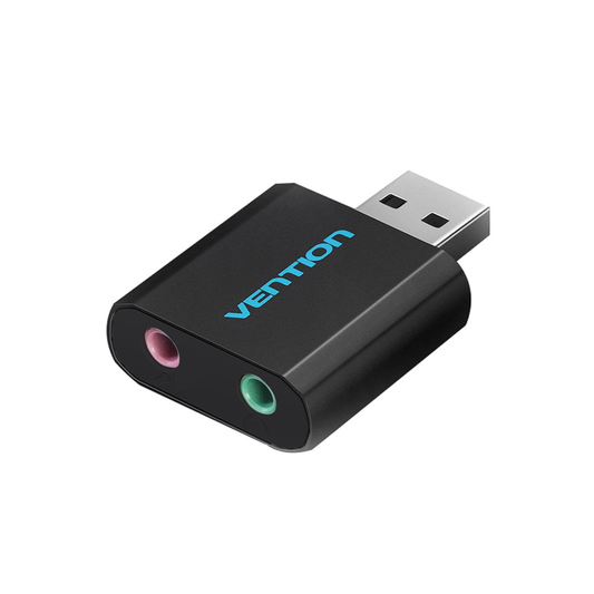 Vention 3.5mm External USB Sound Card USB Adapter USB Audio Adapter Card with Mic USB to Jack 3.5 Converter for PS4 Laptop Computer Headphone Sound Card VAB-S17-B| Black