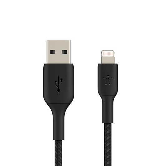 Belkin Apple Certified Lightning To USB A| USB Cable| 6.6 Feet (2M) Charge| Sync Cable For Iphone, Ipad, Air Pods, Tablet | Black| 2 years warranty