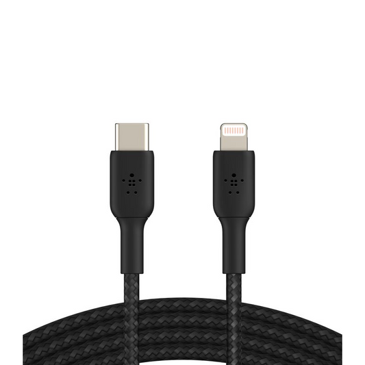 Belkin Braided USB-C to Lightning Cable| 3.3ft| Black| Supports fast charging| Tested to withstand 30,000 bends for ultimate longevity| 2 years warranty