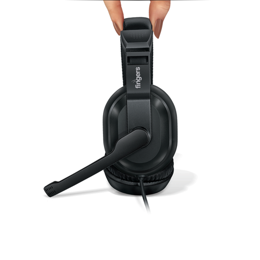 FINGERS S10 Wired Headphone On-Ear with Built-in Adjustable Mic |Crystal Clear Sound| 40 mm Powerful Drivers| Single 3.5 mm Connector for Mobile Phones| Black