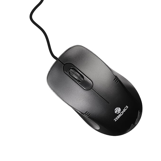 Zebronics Zeb Power Plus USB Wired Mouse | 1200 DPI Optical Sensor | Ergonomic Ambidextrous Design | Plug & Play | 3 Buttons | USB Connectivity | 3 Million Click Life | Black