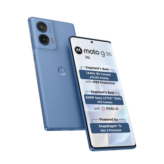 Moto G96 5G AI Smartphone |8GB RAM+ 256GB Storage| Snapdragon 7s Gen 2 Processor | Curved pOLED Display | Dual SIM | 5500 mAh Battery