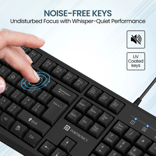 Portronics Ki-Pad 4 USB Wired Keyboard (POR-2753) | Full-Size Layout with Numeric Keypad | USB Plug-and-Play | Multimedia Hotkeys & Fn Shortcuts | Ergonomic Design with 1.5 m Cable for Comfortable Typing