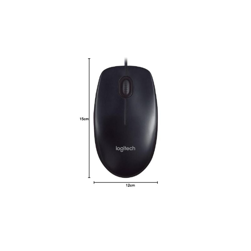 Logitech M90 Wired USB Mouse | Black | Ambidextrous | High-Definition Optical Tracking 1000 DPI | 3 years warranty