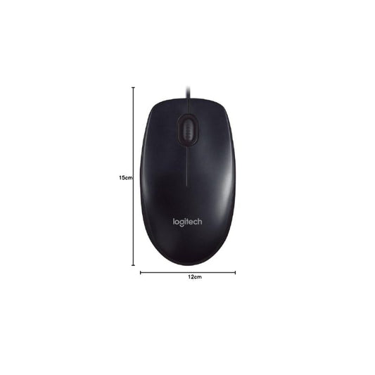 Logitech M90 Wired USB Mouse | Black | Ambidextrous | High-Definition Optical Tracking 1000 DPI | 3 years warranty