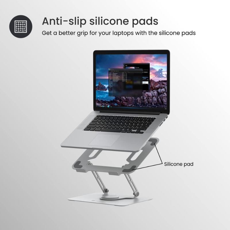 Portronics My Buddy K9 HT Laptop Stand | 360° Multi-Angle Adjustment | Sturdy Carbon-Steel Frame | Ventilated Board | Anti-Slip Silicone Pads | Supports Laptops Up to 17″ | Black