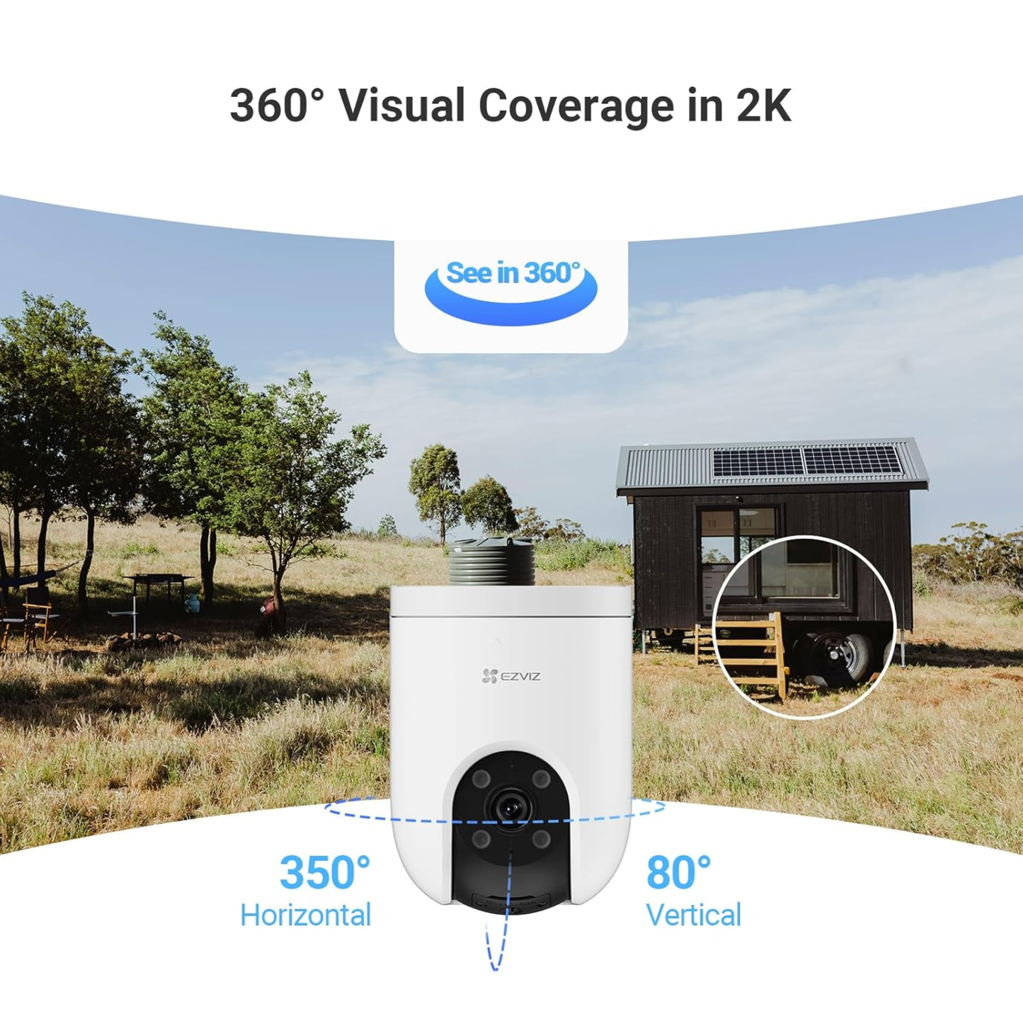 EZVIZ H8C 3MP 1296p 4G Wireless Camera| 2K Resolution| Ai Powered Human Detection| Color in Night| Two Way Talk| Weatherproof Design| All Sim Support