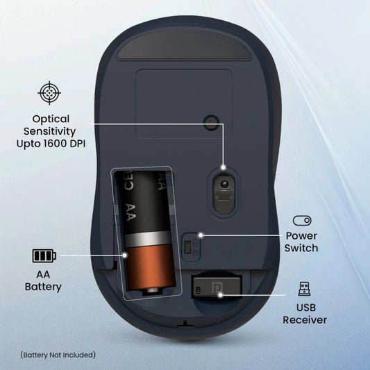 Portronics Toad 34 Wireless Optical Mouse | 2.4 GHz Lag‑Free Wireless Connectivity | Adjustable Up to 1600 DPI Precision | Silent Click Buttons | Ergonomic Design & Auto Sleep Power Saving | Universal Windows, macOS & Linux Compatibility